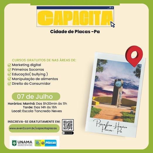 UNAMA LEVA CURSOS GRATUITOS PARA A CIDADE DE PLACAS (PA)
