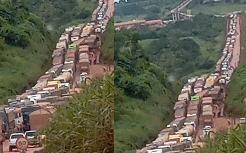 FILA QUILOMÉTRICA DE CAMINHÕES  SE FORMA NA BR-230 EM ITAITUBA, NO PARÁ