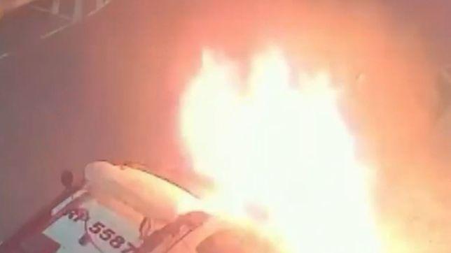 VEJA VÍDEO:  -HOMEM  INCENDEIA E EXPLODE  VIATURA  DA POLICIA MILITAR EM FRENTE AO BATALHÃO