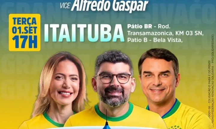 FLÁVIO BOLSONARO, DR DANIEL E ELLAYNE D'ALMEIDA UNEM FORÇAS EM AGENDA POLÍTICA EM ITAITUBA